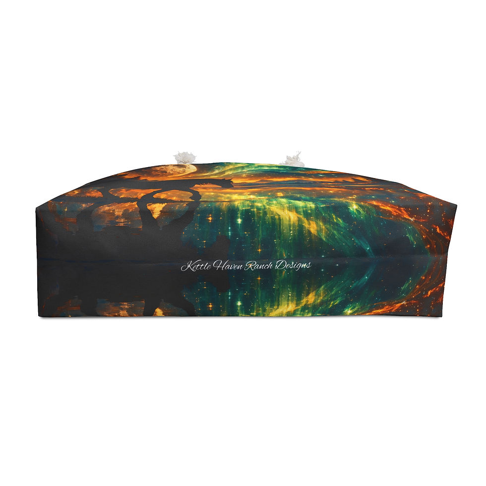 Thumbnail: Silhouette Horse Aurora Night Weekender Bag | Northern Lights Landscape