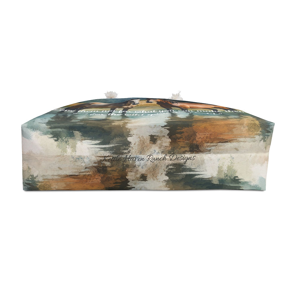 Thumbnail: Wild Spirit Horses Weekender Bag | Horse Art Tote, Watercolor Ranch Scene