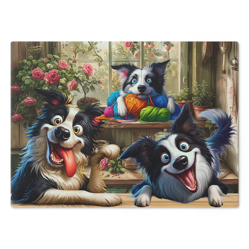 Crazy Border Collies Lovers Cutting Board - Fun Home Kitchen Décor