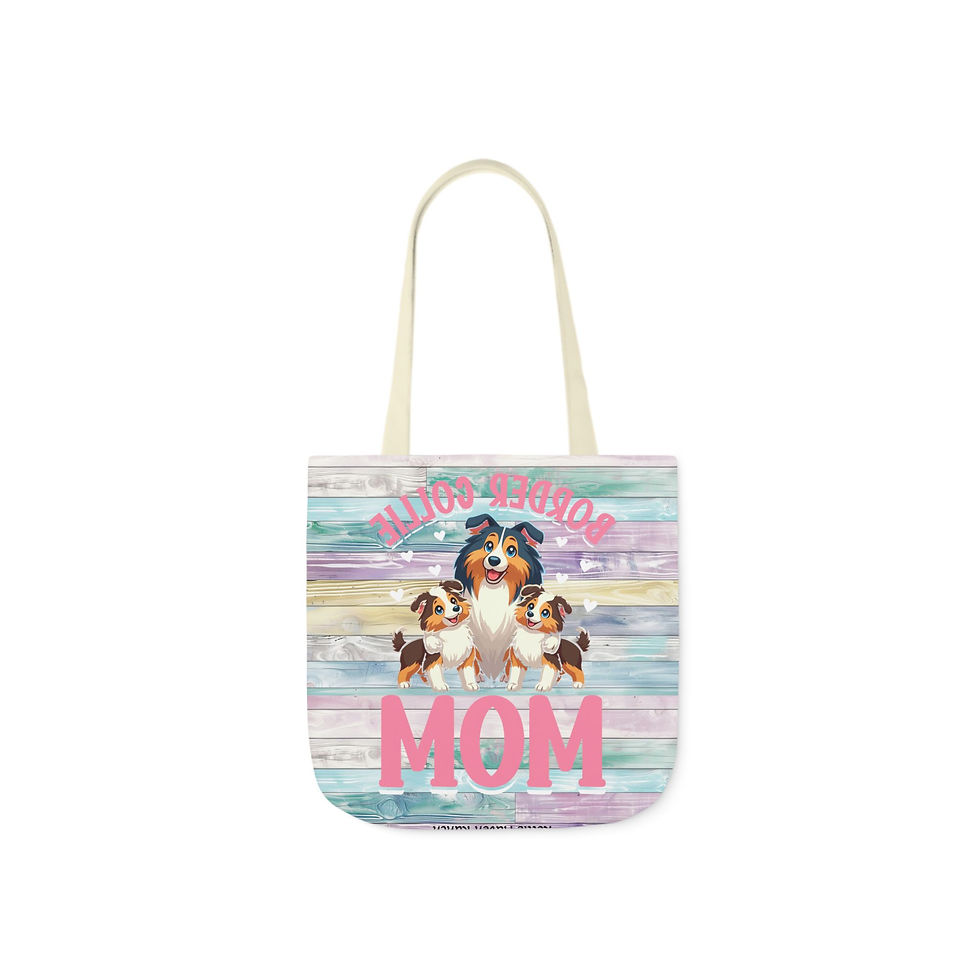 Thumbnail: Border Collie Mom Canvas Tote Bag, 