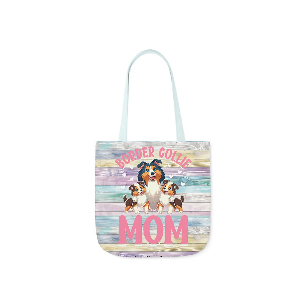 Thumbnail: Border Collie Mom Canvas Tote Bag, 