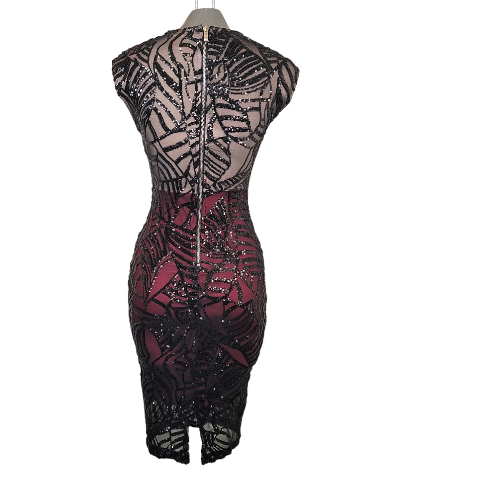 Thumbnail: Privy Women's Sleeveless High Neck Sequins Bodycon Midi Dress Size Small