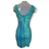 Thumbnail: Women's Green Sleeveless V-Neck Back Zipper Bodycon Knee Length Dress Size L