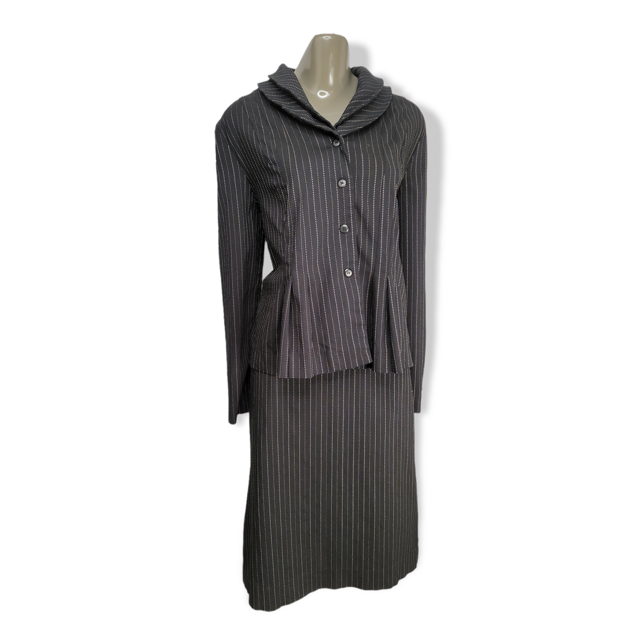 T. Milano Women's Black & Tan Button Front Two Piece Skirt Suit Plus Size 18