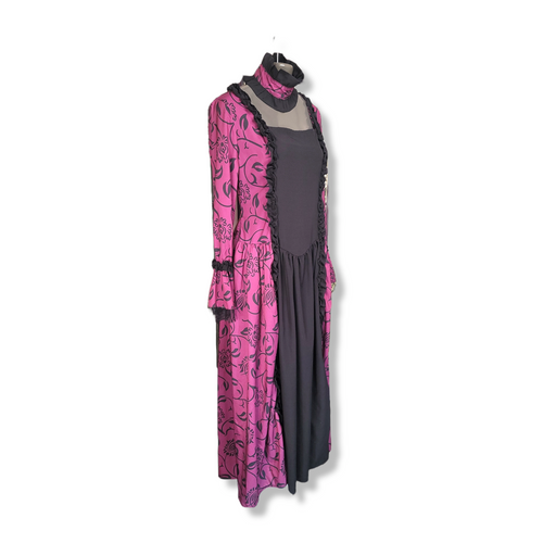 Women's Purple & Black Long Sleeve Square Neck Peasant Costume Dress Size OS | Concierge ES Women's Purple & Black Long Sleeve Square Neck Peasant Costume Dress Size OS | Concierge ES