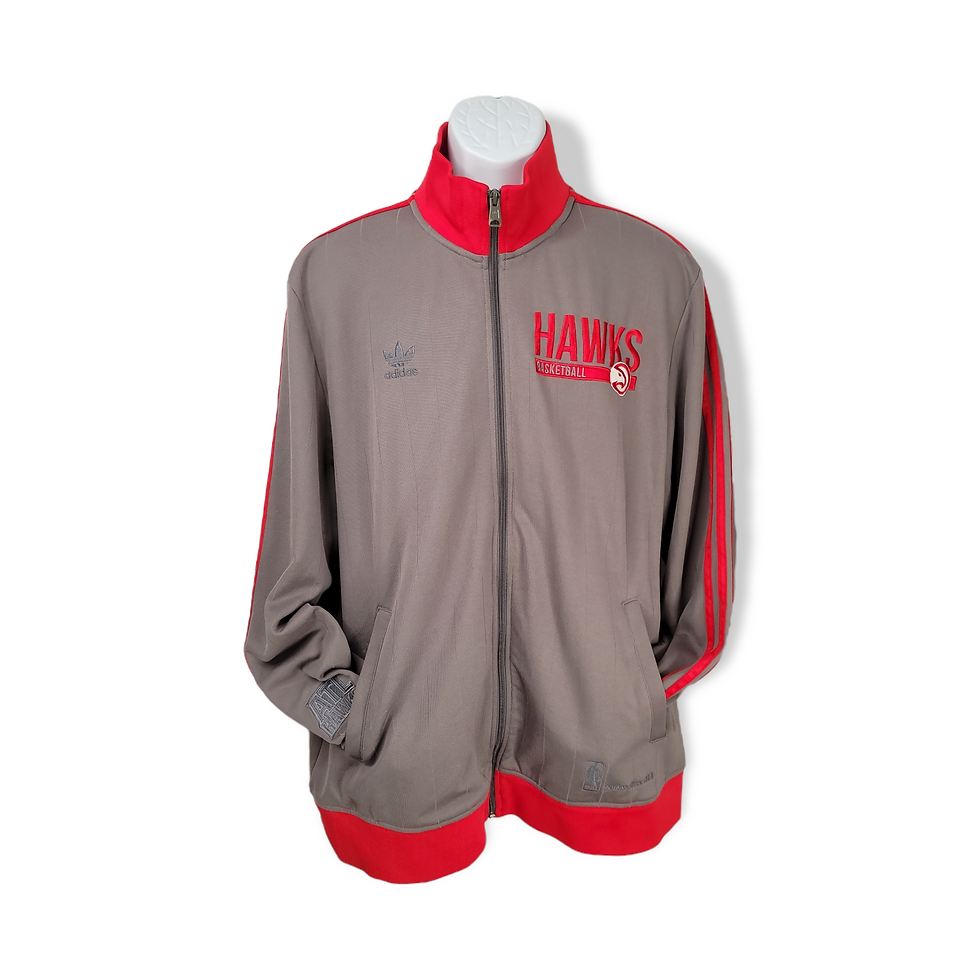 Adidas Men's Gray & Red Front Zipper Lightweight Atlanta Hawk Jacket Size XL