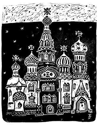 Russian Church - Linocut