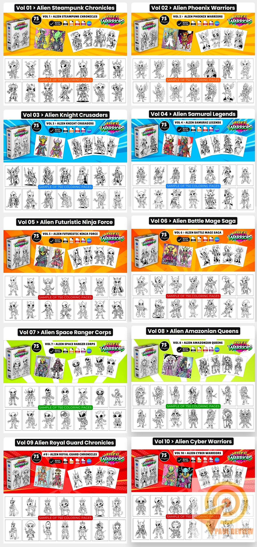 Alien-Warriors-Coloring-Pack-10-vol