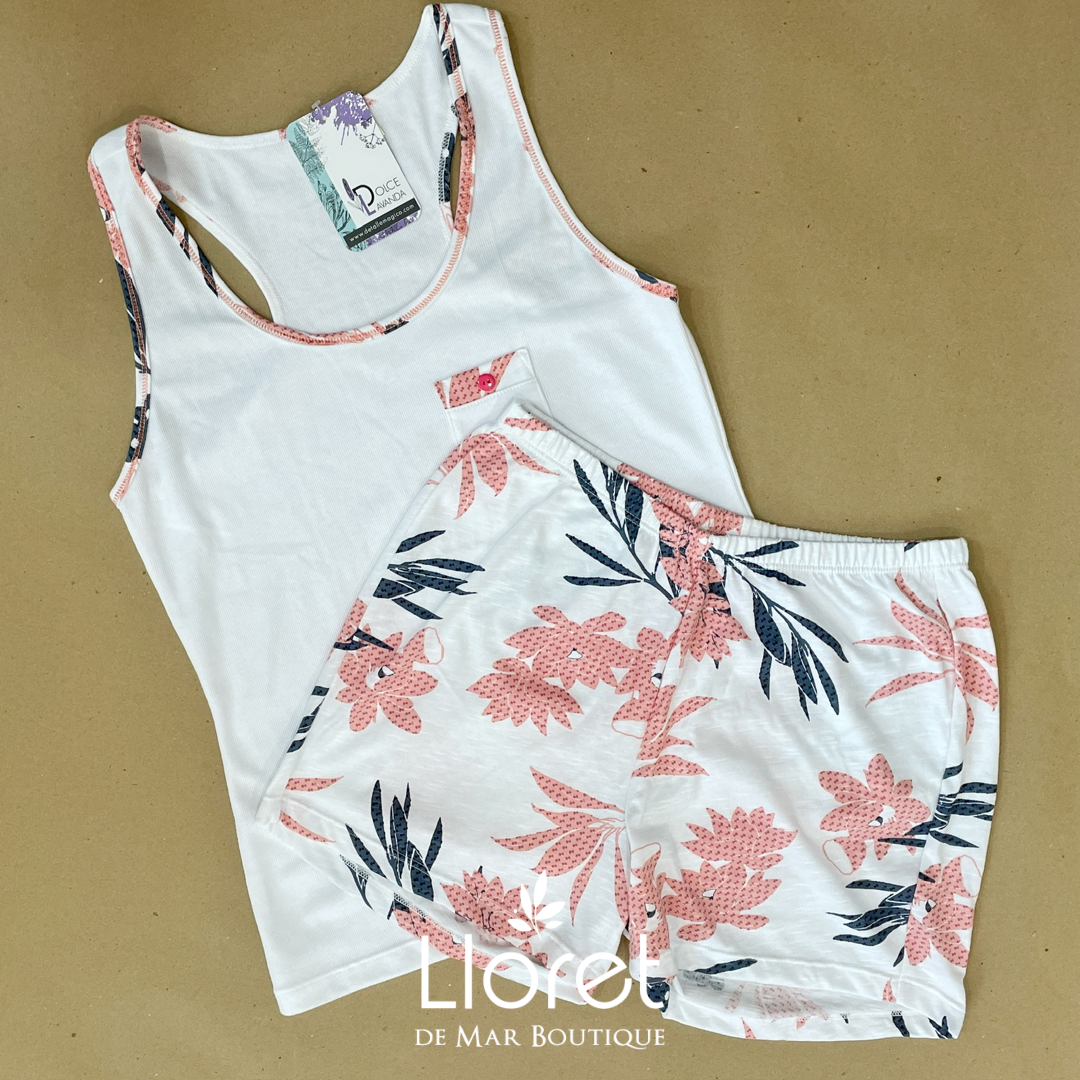 Pijama freca short, manga sisa, para mujer, talla XS, Dolce lavanda