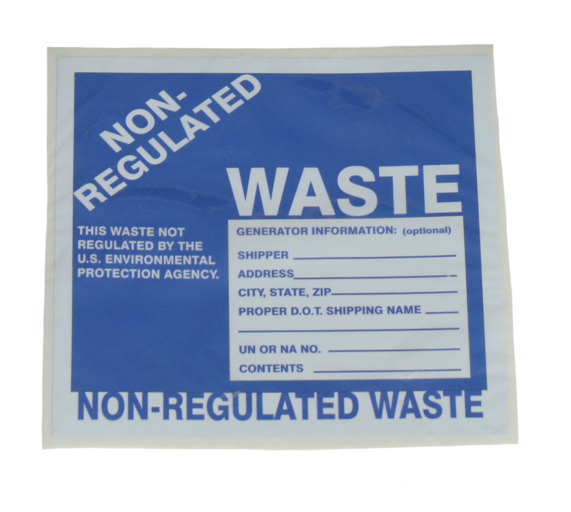 non-regulated waste label