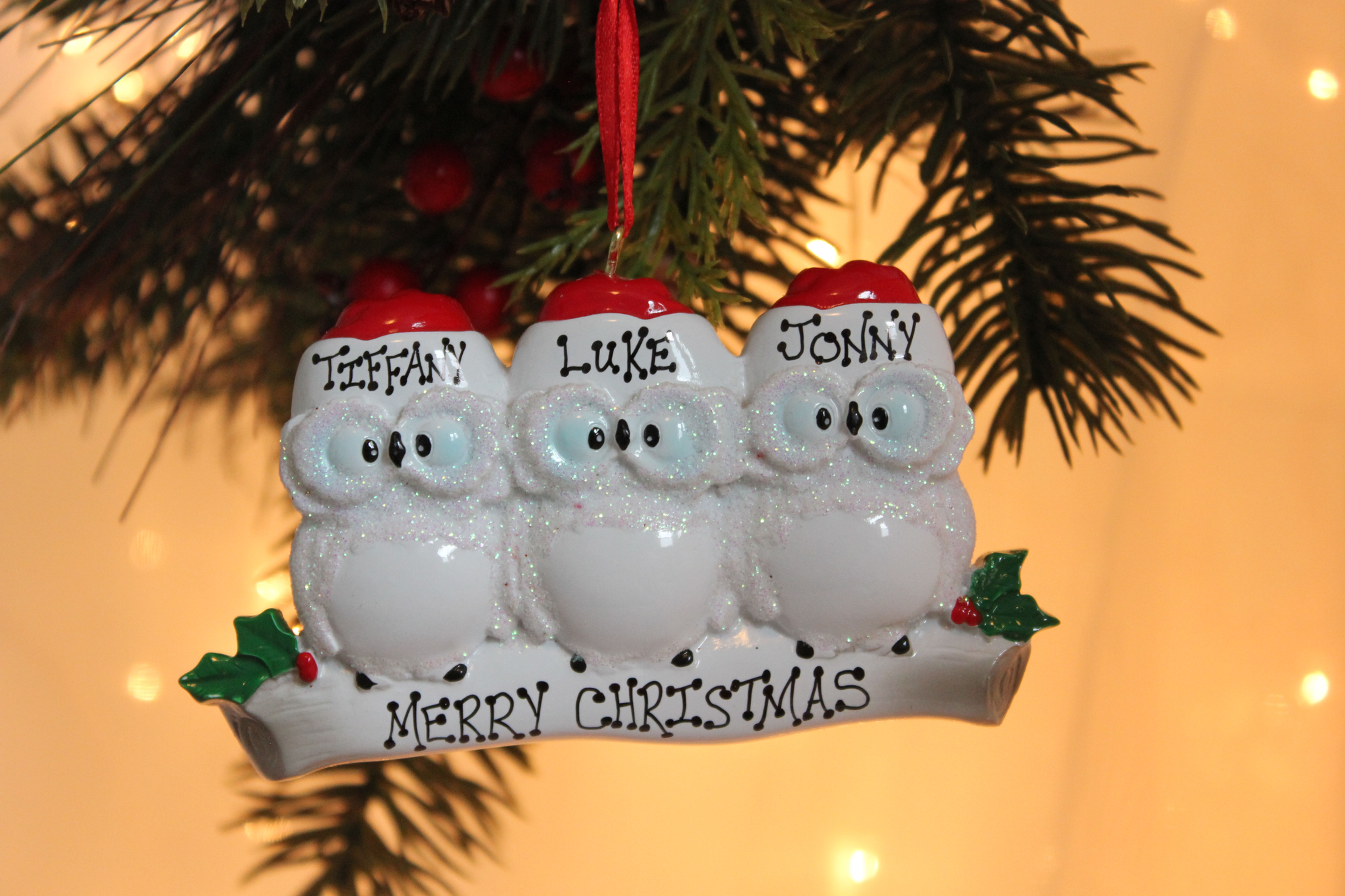 Owl family of 3. Christmas Ornament
