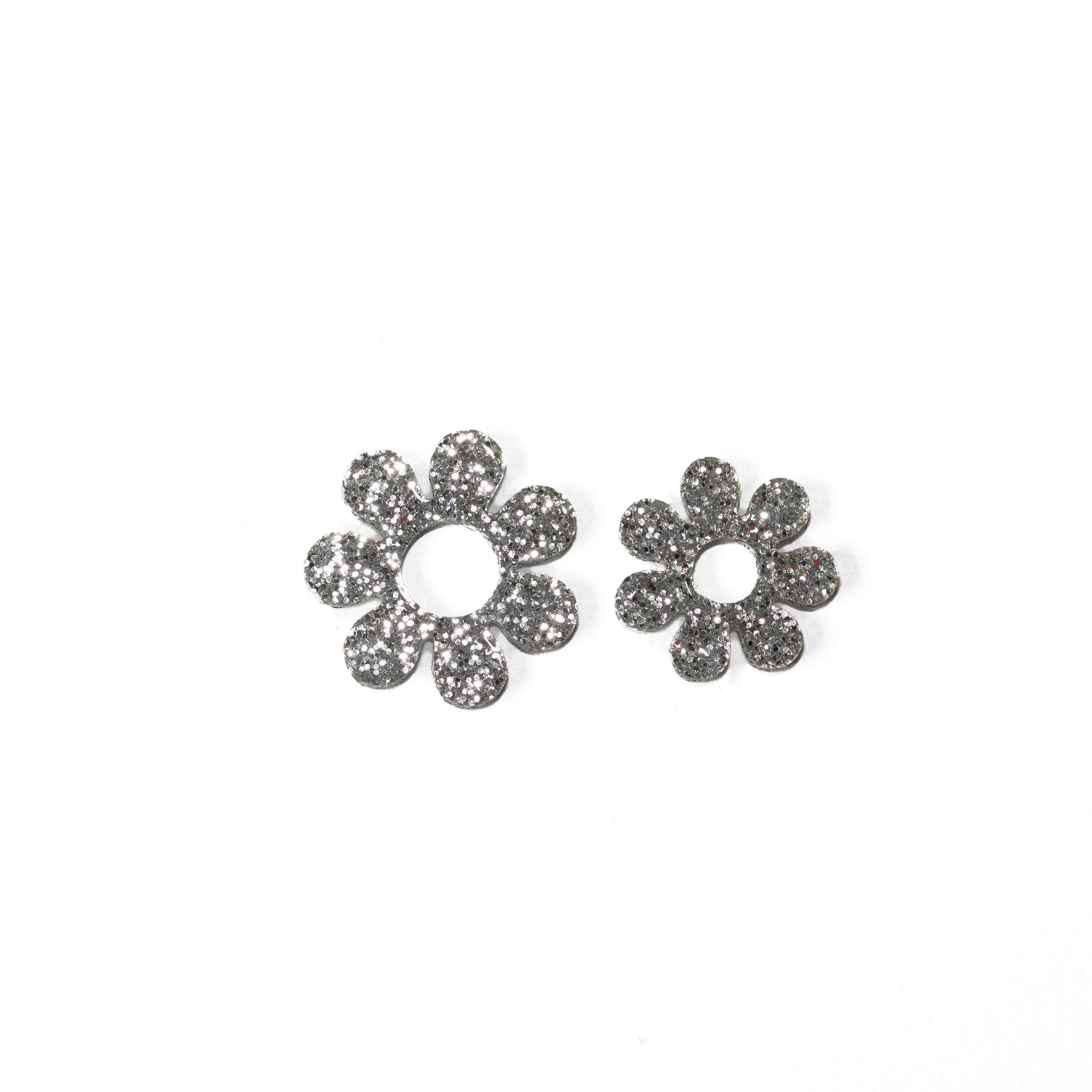 Zadie and Remarco Perspex Silver Glitter Flower Charm for hoop earrings