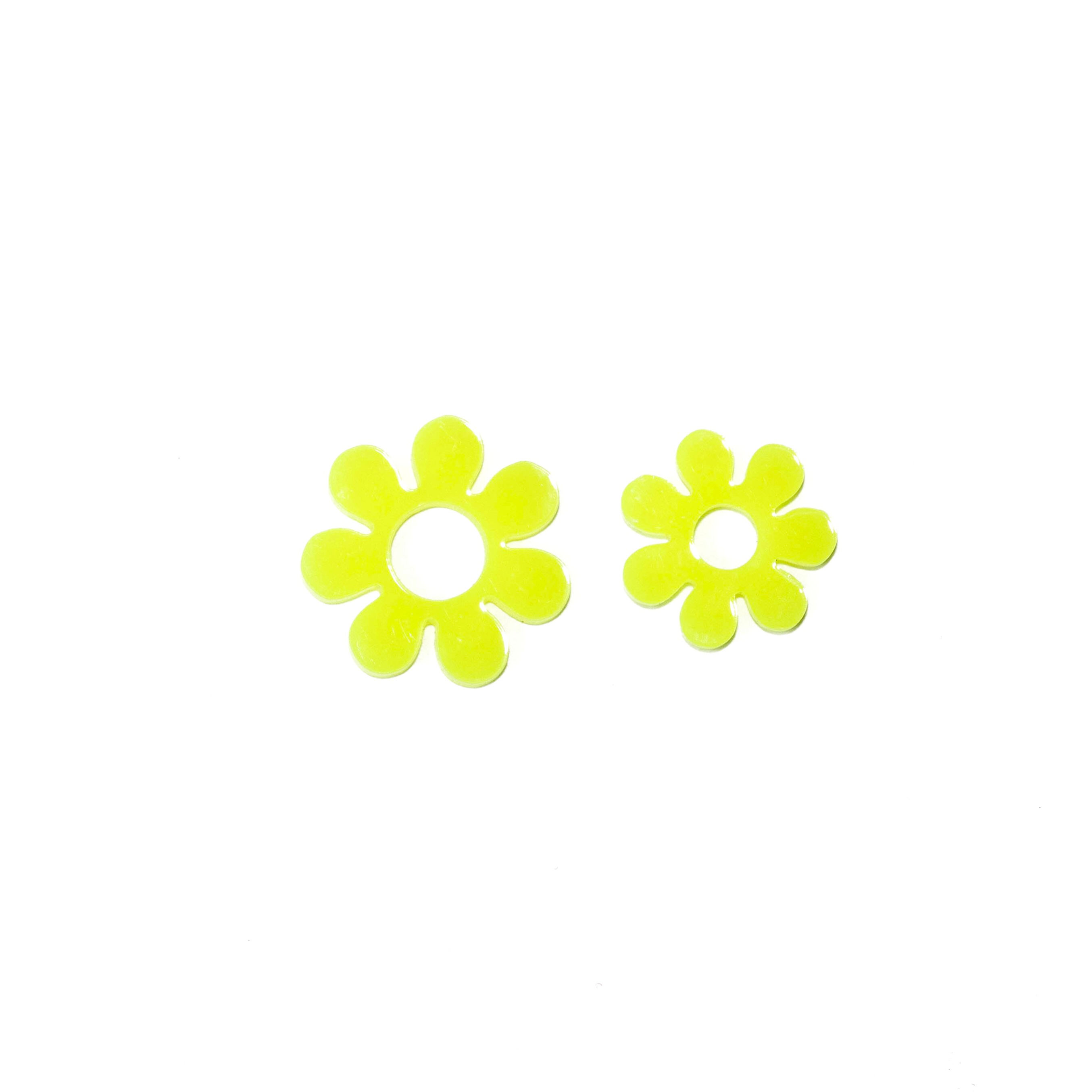 Zadie and Remarco Perspex Neon Yellow Flower Charm for hoop earrings