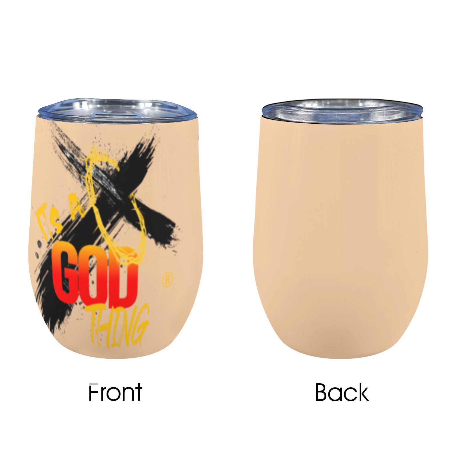 IAGT Just Peachy Mini Tumbler Black Logo 12oz Wine Tumbler