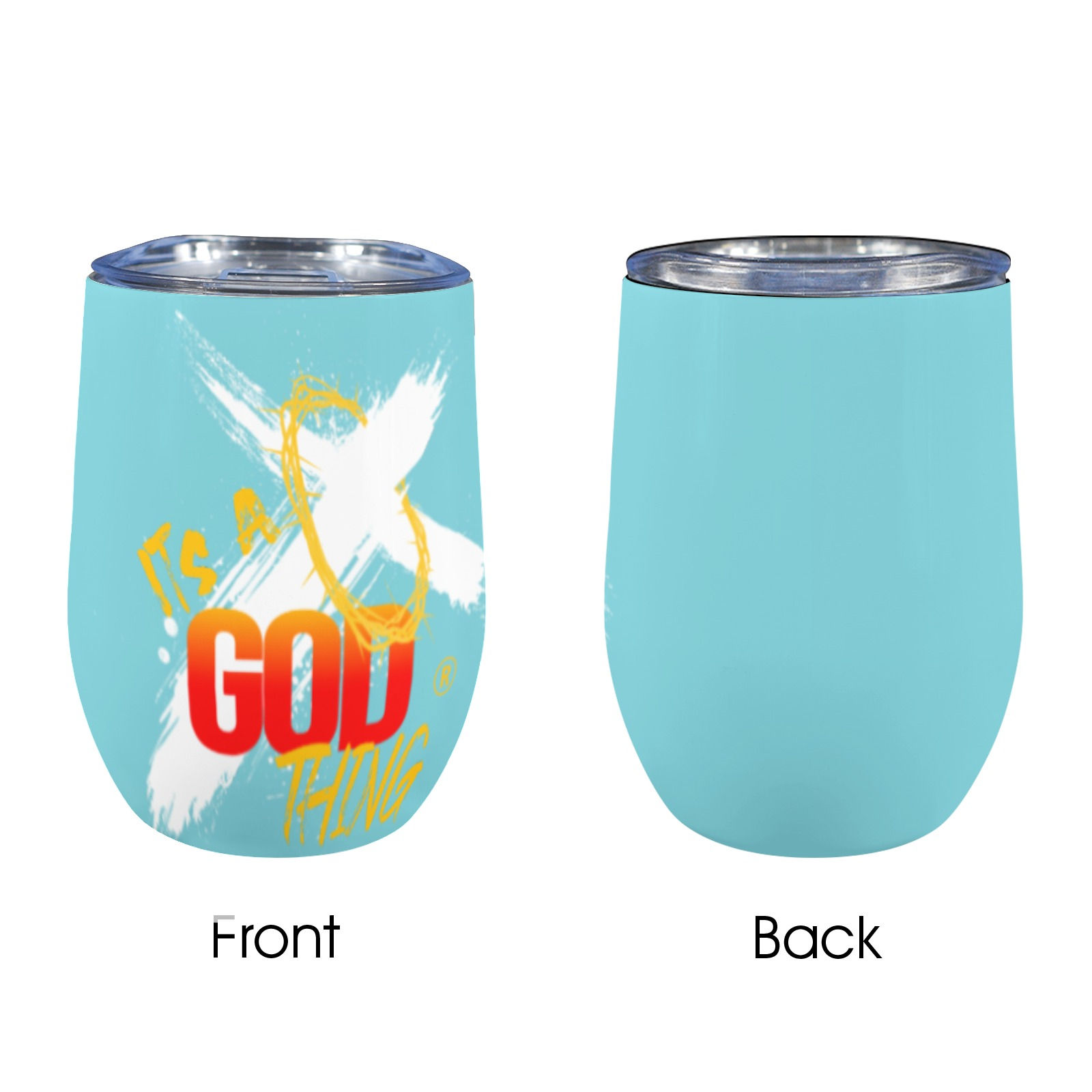 IAGT Aqua Mini Tumbler White Logo 12oz Wine Tumbler