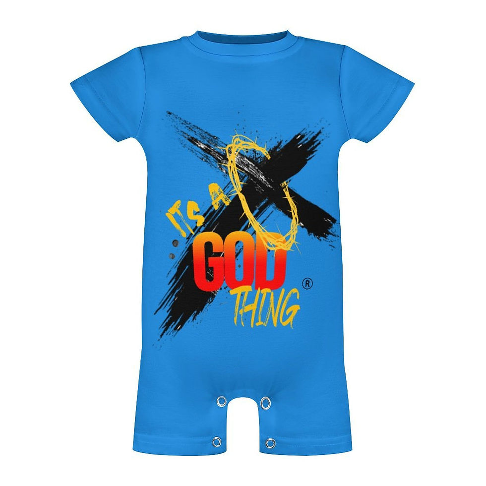Thumbnail: Short Sleeve Turquoise Baby Romper Black Logo Short Sleeve Baby Romper (PLR)