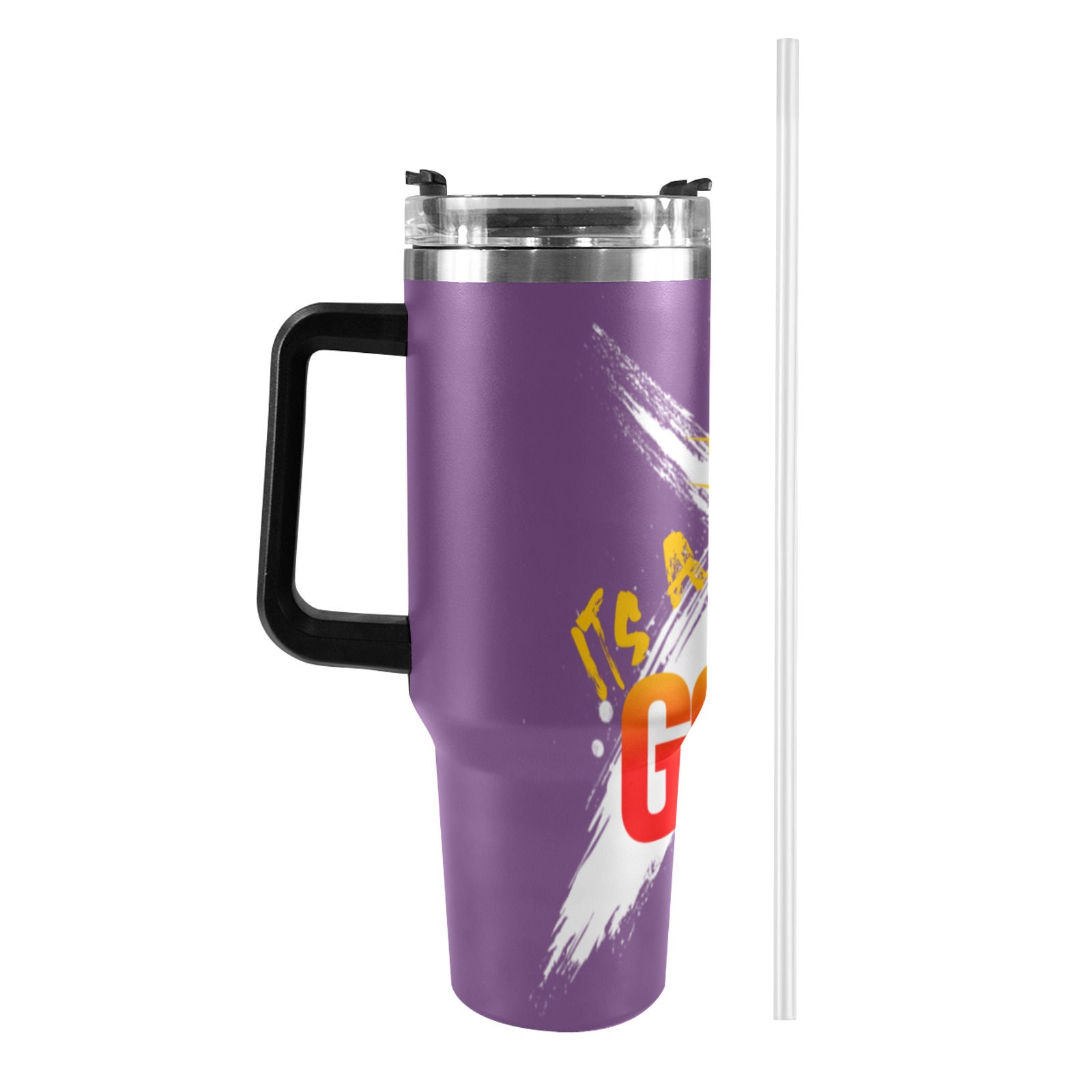 IAGT Purple Hold My Handle Tumbler 40oz Tumbler with Black Handle