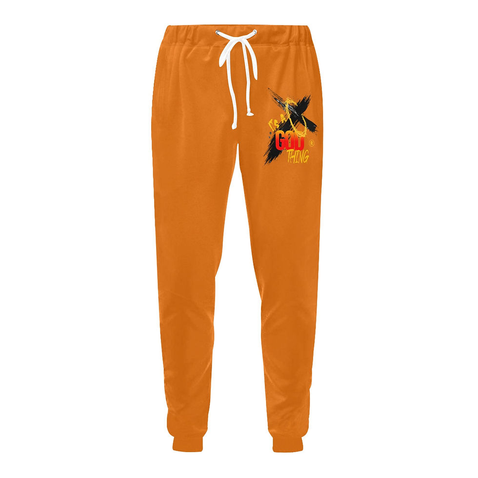 Thumbnail: IAGT Burnt Orange Unisex Joggers Black Logo Unisex Casual Sweatpants (Model L11)