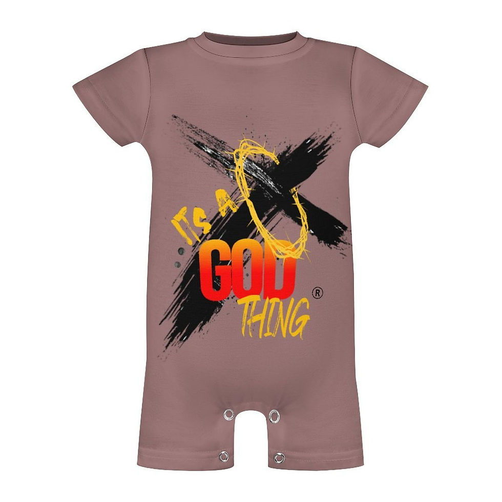 Thumbnail: Short Sleeve Mauve Baby Romper Black Logo Short Sleeve Baby Romper (PLR)