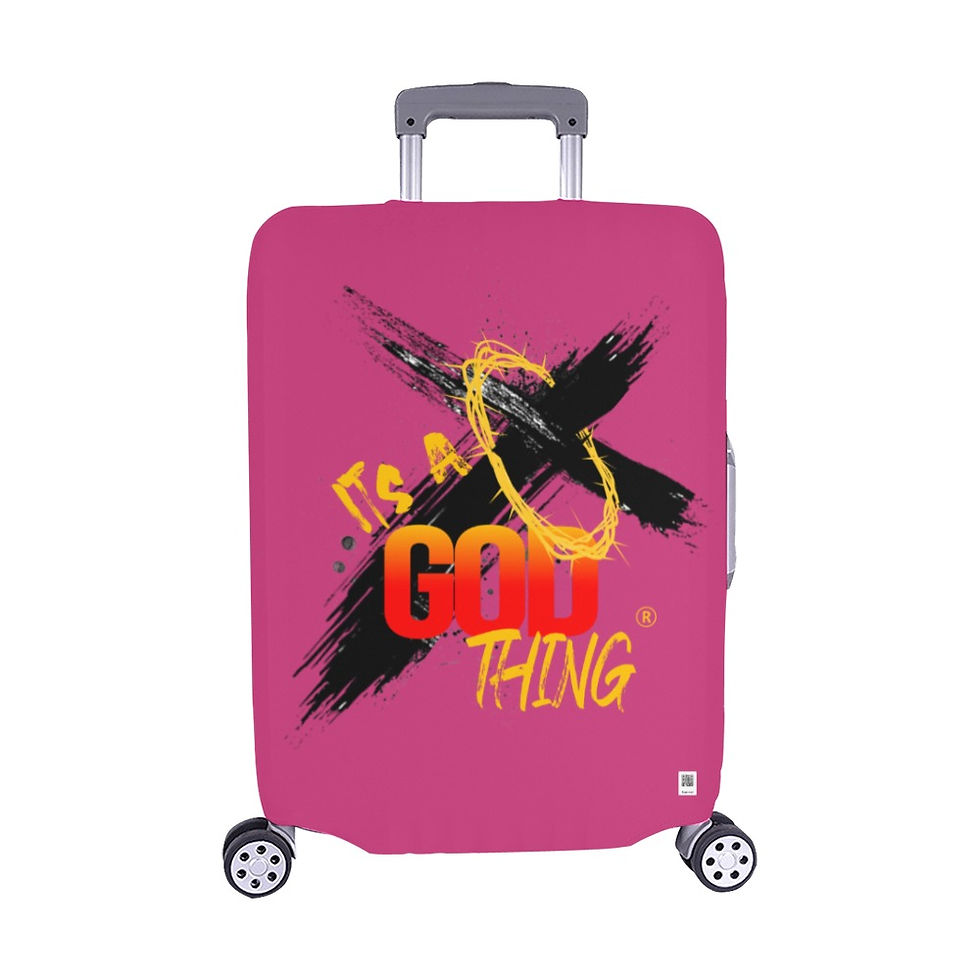 IAGT Hot Pink Luggage Cover Black Luggage Cover/Medium 22"-25"