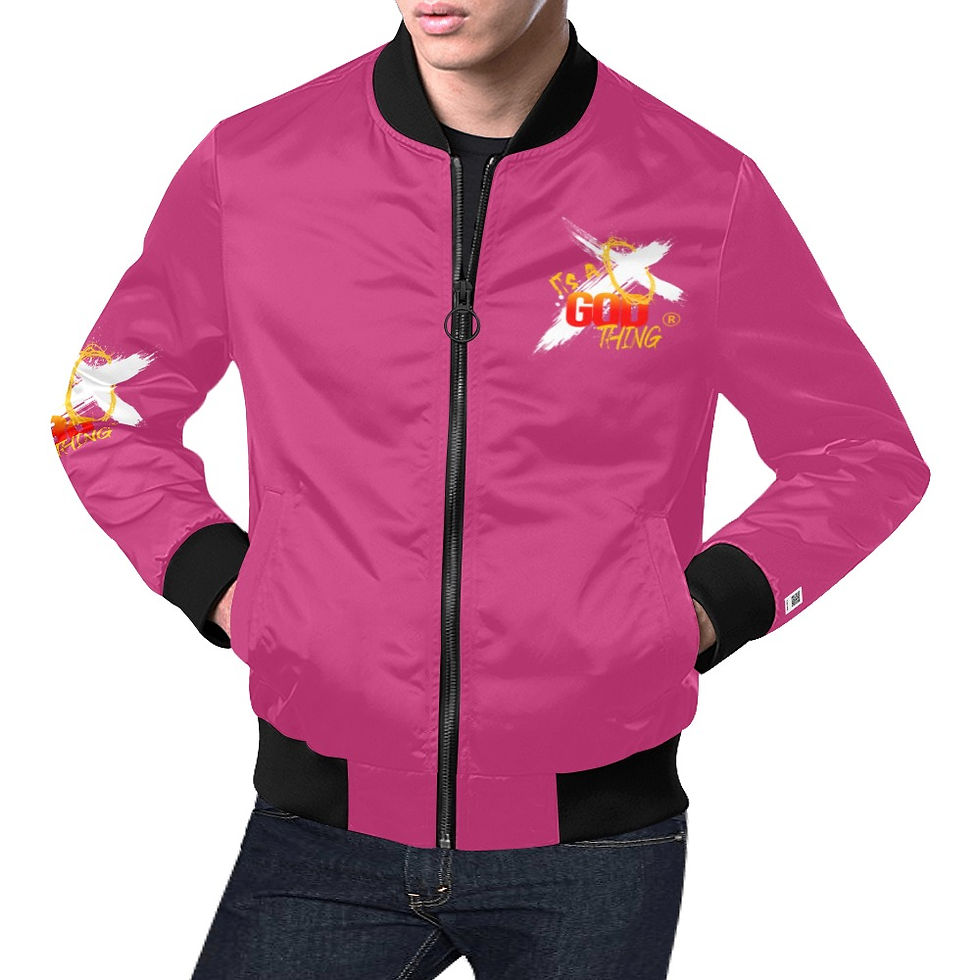 IAGT Adult Unisex Hot Pink Bomber Jacket Wht All Over Print Bomber Jacket for Me