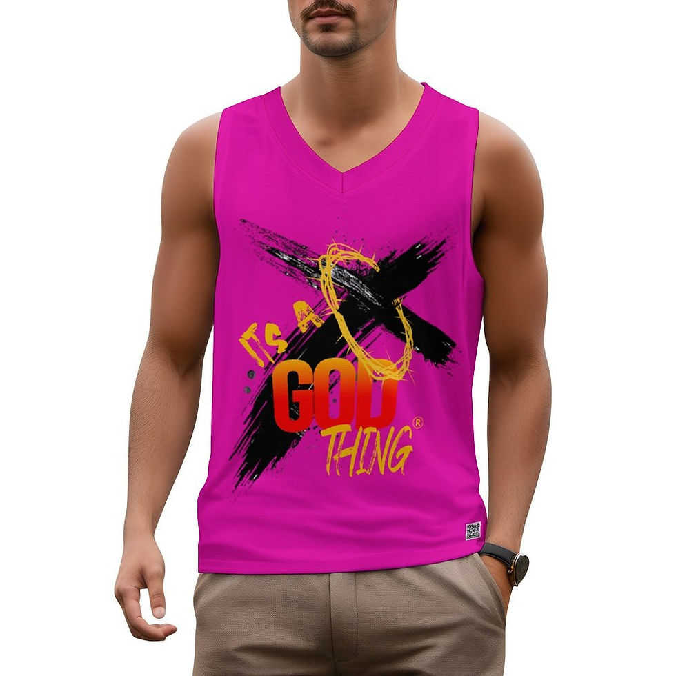 Thumbnail: Men's IAGT Magenta Tank Blk Logo Men's V-neck  Basic Tank Top
