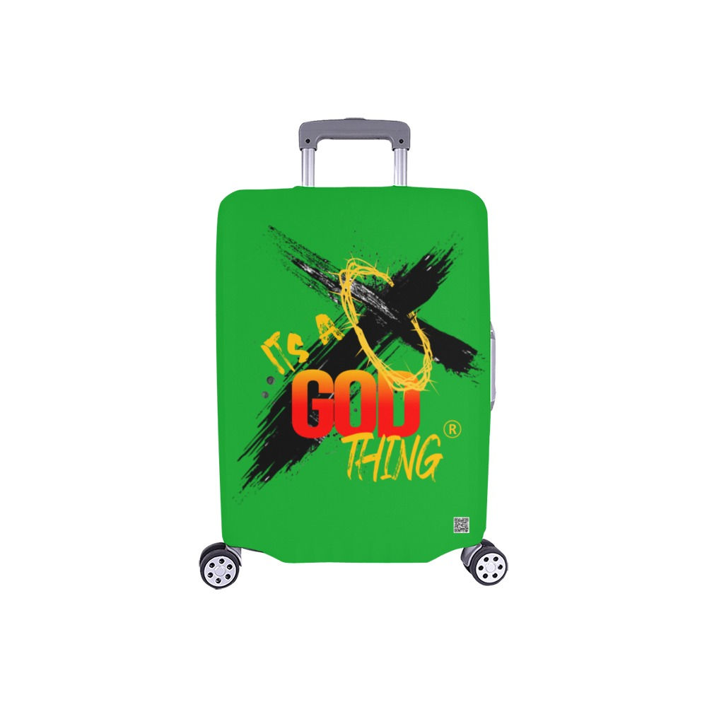 IAGT Kelly Green Small Luggage Cover Black Logo Luggage Cover/Small 18"-21"