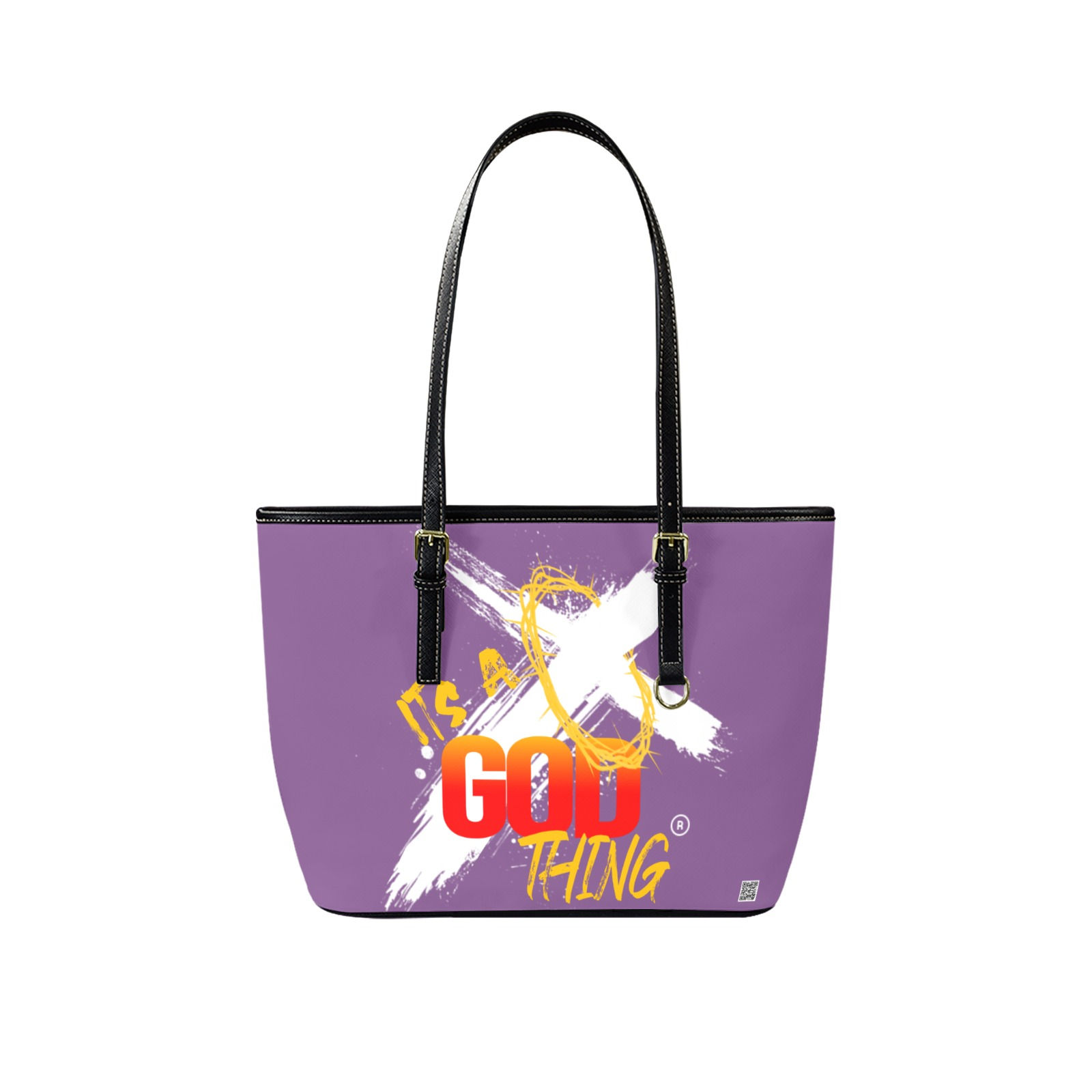 IAGT Women's Purple Tote Leather Tote Bag-Small (Front&Back Printing) (1651)
