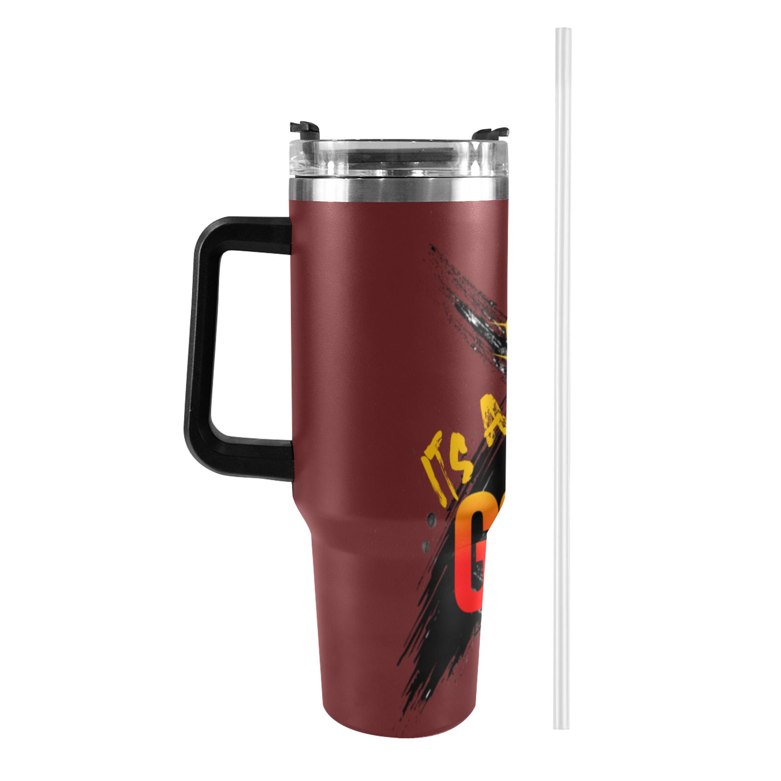 IAGT Maroon Hold My Handle Tumbler Blk Logo 40oz Tumbler with Black Handle