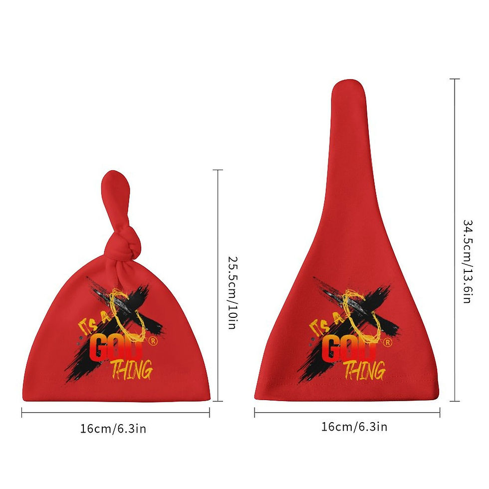 Thumbnail: IAGT Red Top Knot Hat for Baby (A set of 2) Black Logo