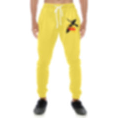 IAGT Yellow Unisex Joggers Black Logo Unisex Casual Sweatpants (Model L11)