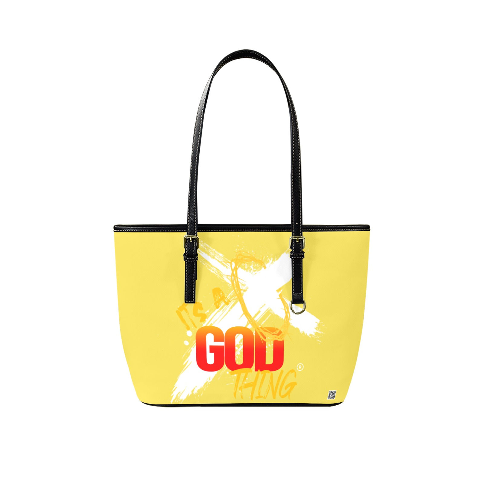 IAGT Women's Banana/White Tote Leather Tote Bag-Small (Front&Back Printing) (165