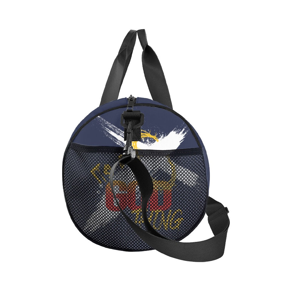 Thumbnail: IAGT Navy Duffle White Red Logo Duffle Bag (Model 1679)