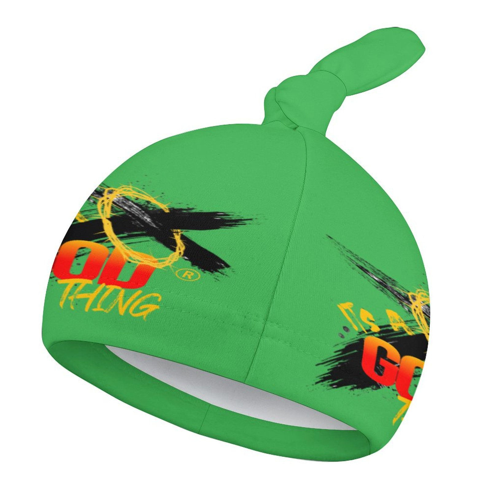 IAGT Green Top Knot Hat for Baby (A set of 2) Black Logo