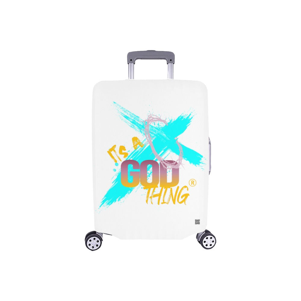 IAGT White Small Luggage Cover Teal Logo Luggage Cover/Small 18"-21"