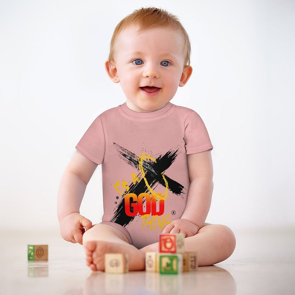 Thumbnail: Short Sleeve Light Pink Baby Romper Black Logo Short Sleeve Baby Romper (PLR)