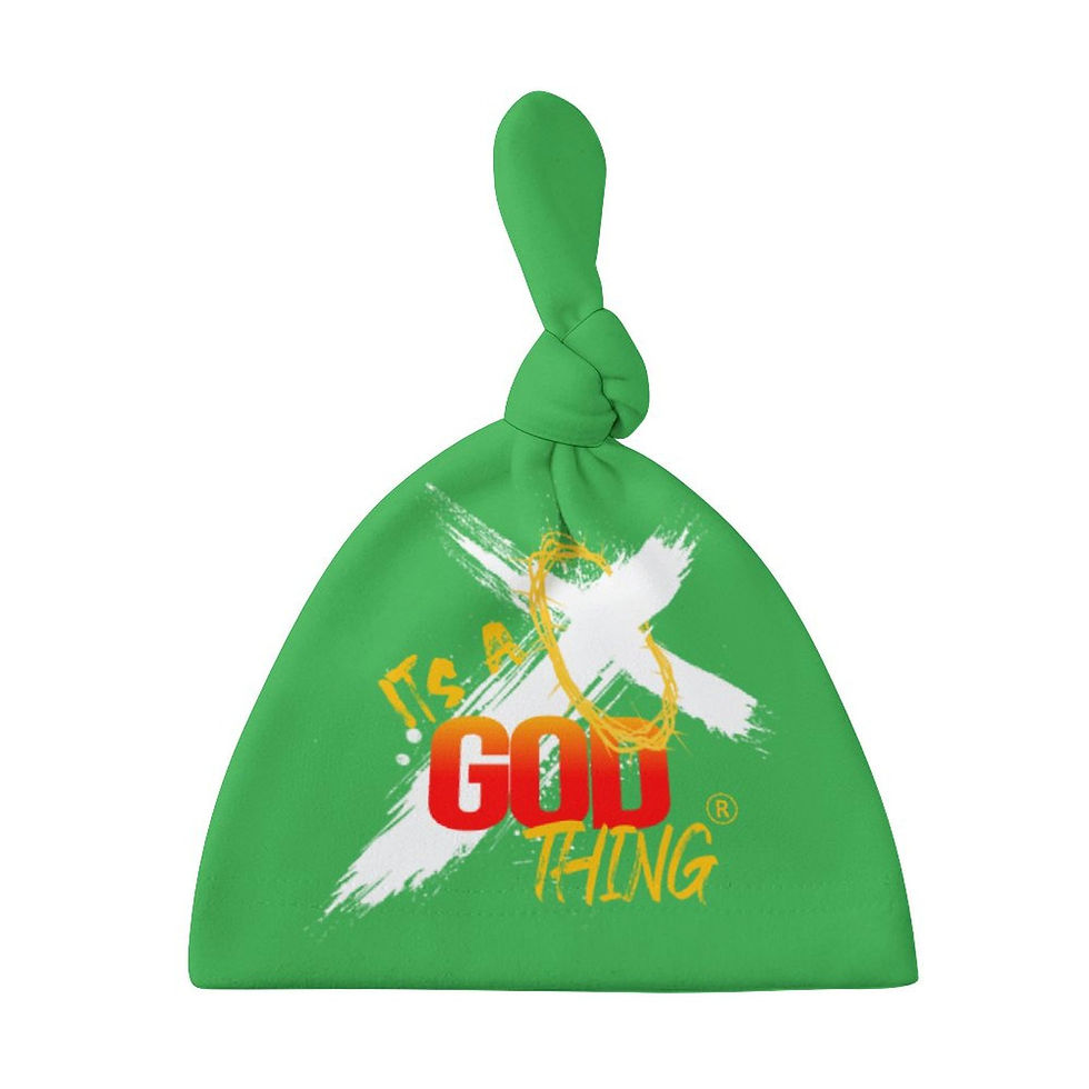 Thumbnail: IAGT Green Top Knot Hat for Baby (A set of 2) White Logo