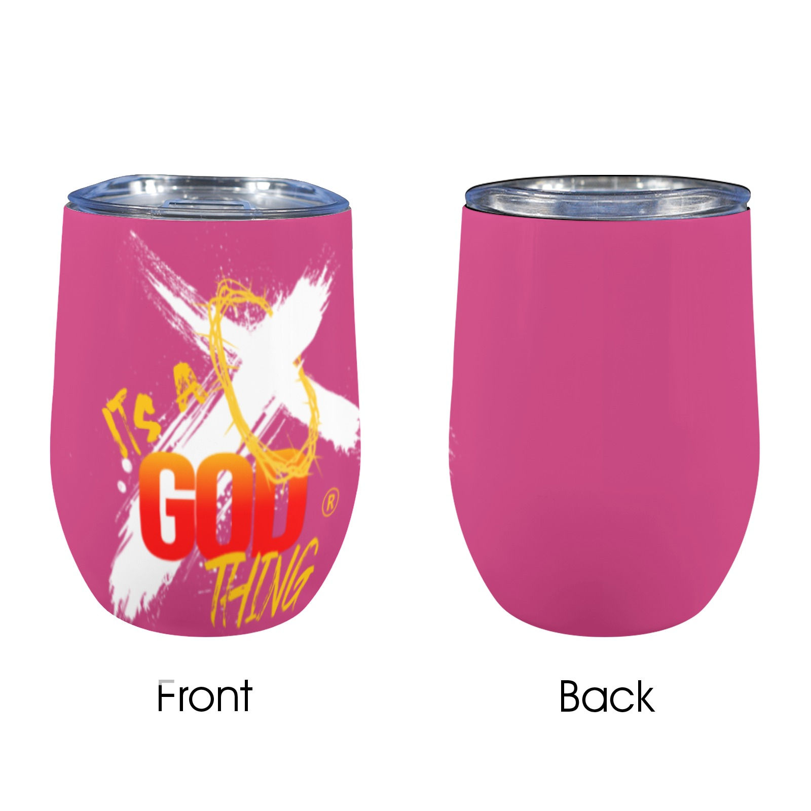 IAGT Hot Pink Mini Tumbler White Logo 12oz Wine Tumbler
