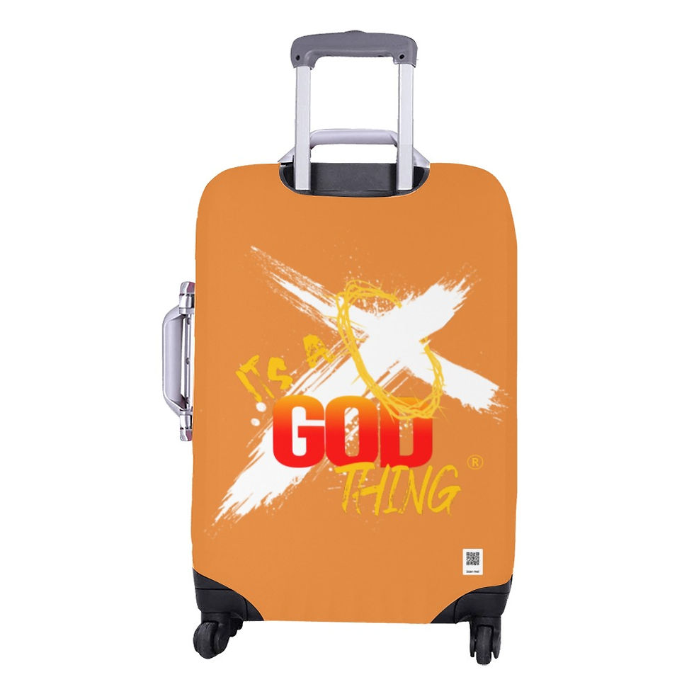 Thumbnail: IAGT Orange Medium Luggage Cover White Logo Luggage Cover/Medium 22"-25"