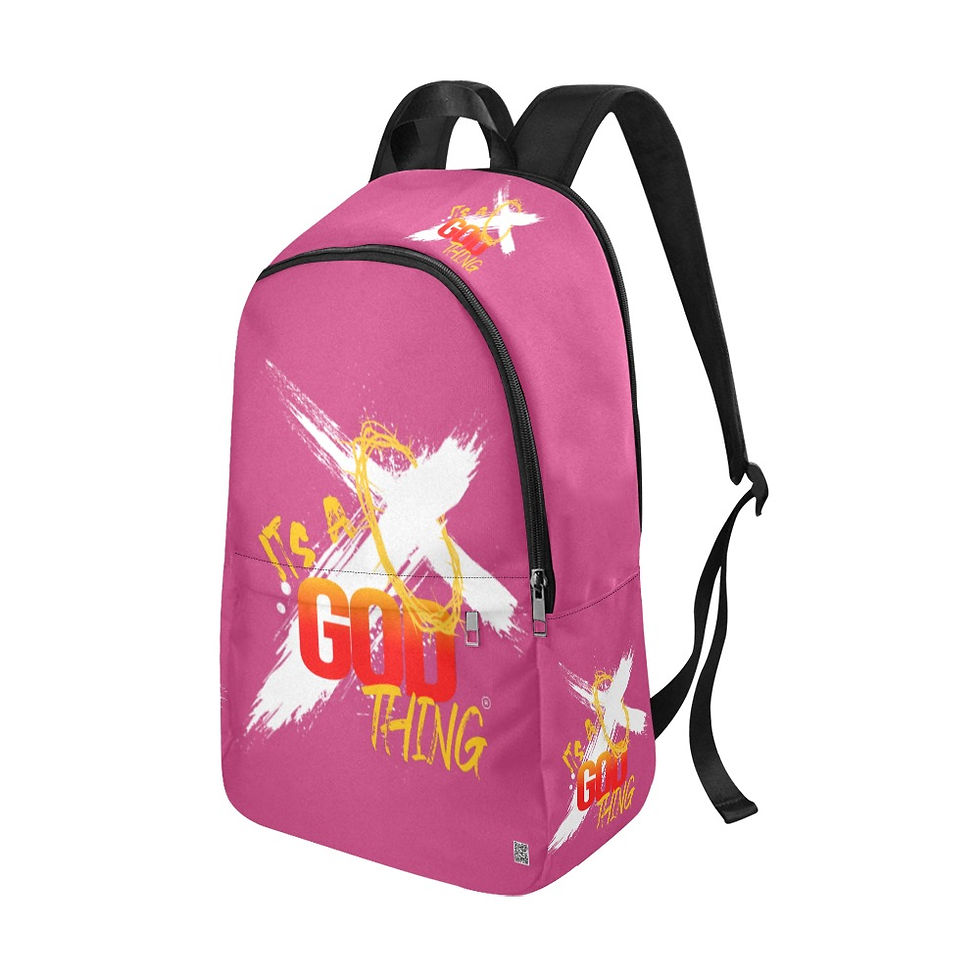 Thumbnail: IAGT HotPink Backpack White Logo Fabric Backpack for Adult (Model 1659)
