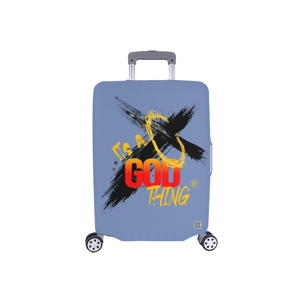 IAGT Powder Blue Small Luggage Cover Black Logo Luggage Cover/Small 18"-21"