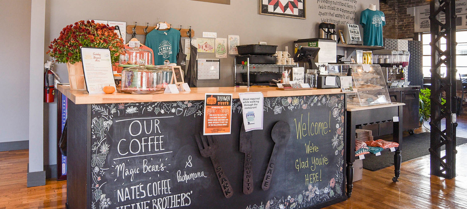 Photograph of the service counter at Spark Community Cafe, Versailles, Ky. Captured by Lexington Ky Photographer Davron Bowman