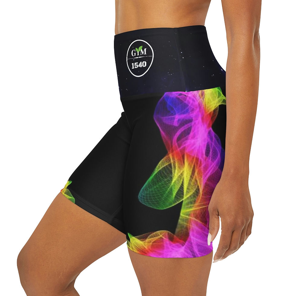 Thumbnail: GYM1540 High Waisted Yoga Shorts (Farget mønster)