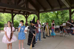 People in book character costumes