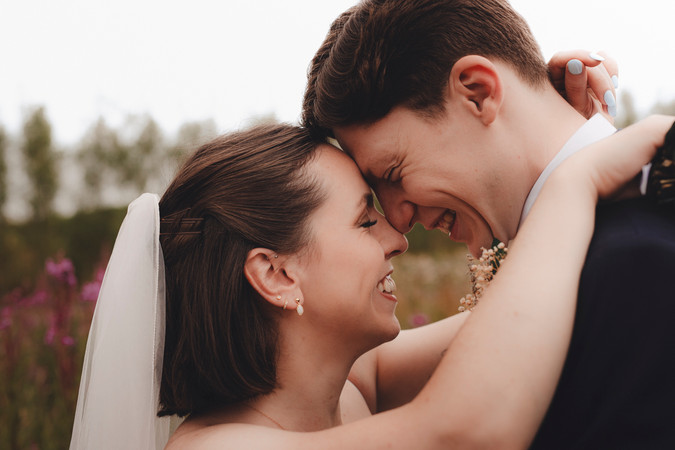 portraits of bride and groom at Balerno – meaningful and real wedding photography in Scotland.