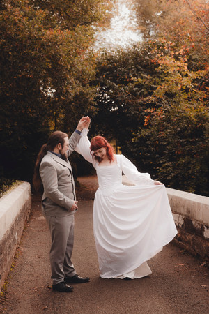 Storytelling couple portraits inspired by fantasy and adventure at Dalhousie Castle