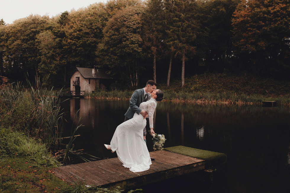 Newlyweds enjoying quiet romantic moment at Forbes of Kingennie