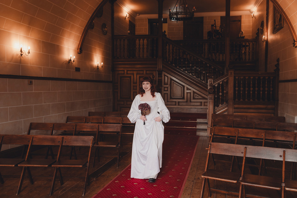 Magical owl ring delivery during castle elopement in Scotland