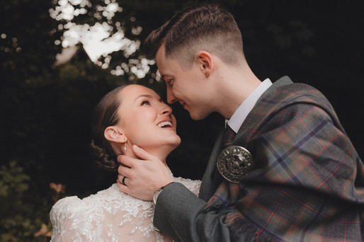 Natural and emotional couple portraits at Forbes of Kingennie wedding