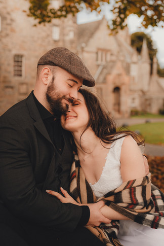 Intimate autumn couple session at Lauriston Castle, Edinburgh captured by a Scotland wedding photographer.